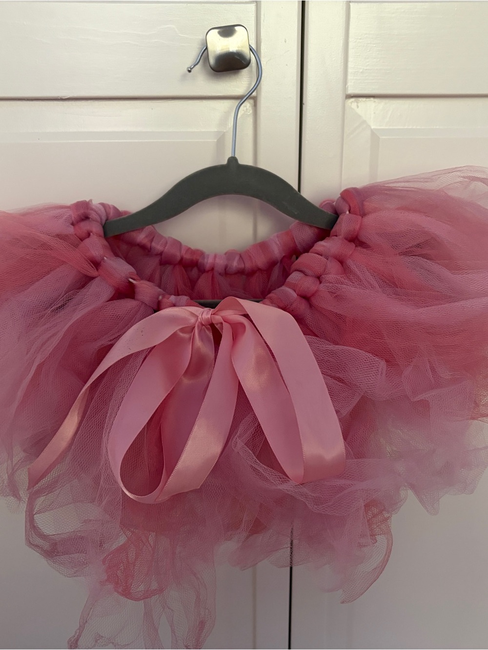 Pink Tulle Puffy Tutu Skirt with Satin Bow